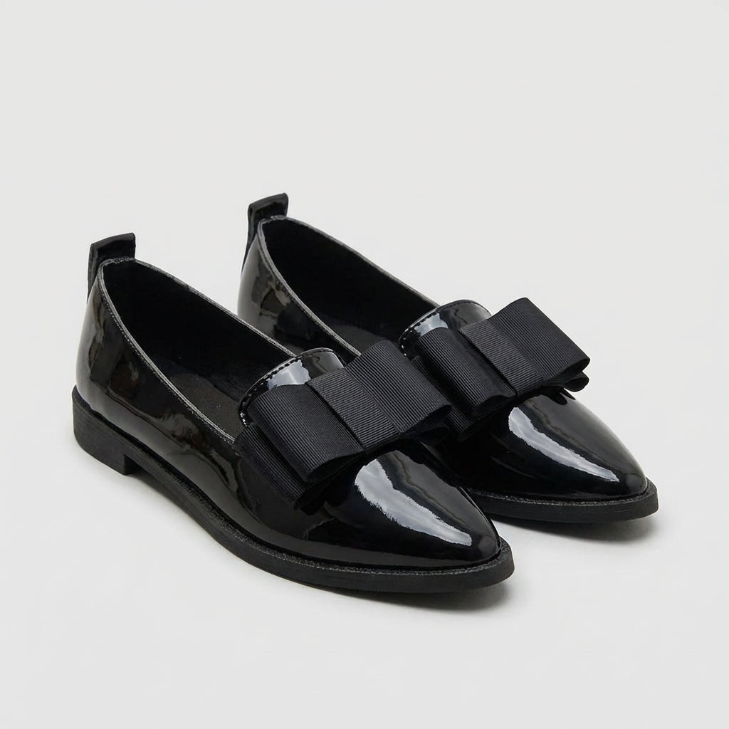 Aurelia | Women’s Orthopedic Pointed Toe Bow Detail Loafers in Burgundy Leather