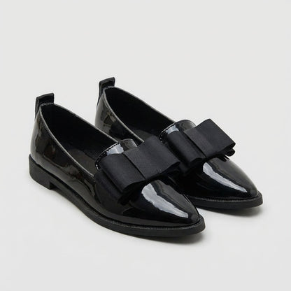 Aurelia | Women’s Orthopedic Pointed Toe Bow Detail Loafers in Burgundy Leather