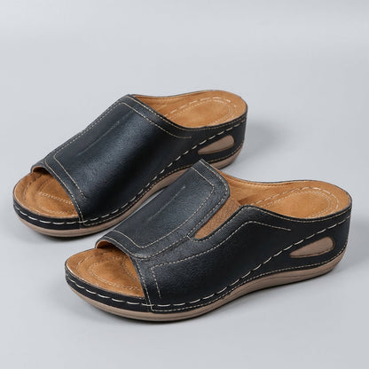 Calista | Women’s Orthopedic Ergonomic Slip-On Support Sandals in Tan Leather