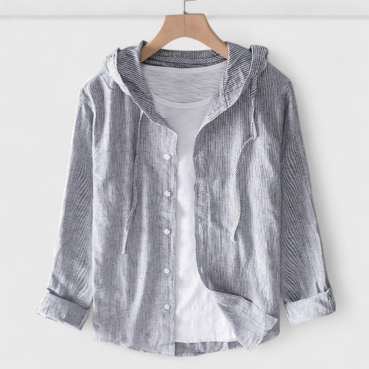 Aurora | Crisp White Elegant Hooded Blouse