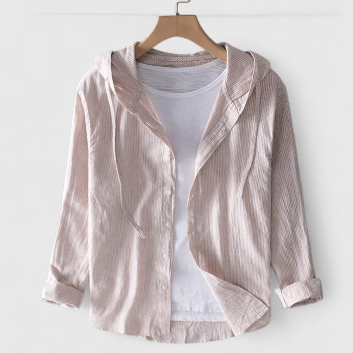 Aurora | Crisp White Elegant Hooded Blouse