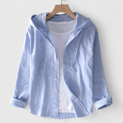Aurora | Crisp White Elegant Hooded Blouse