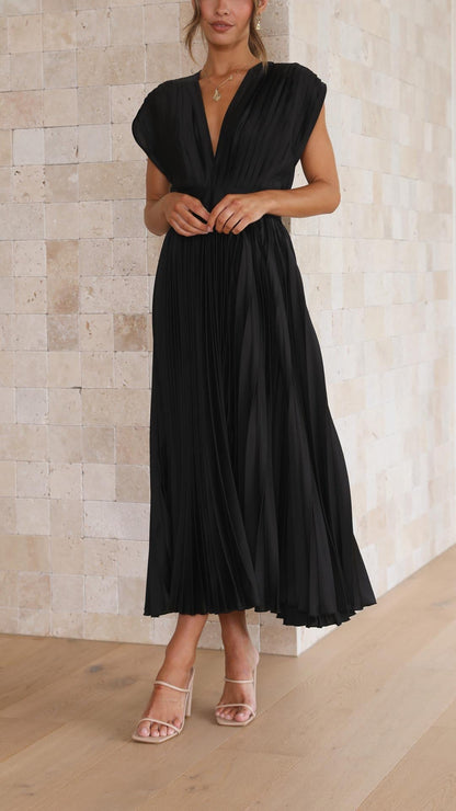 Astrid | Women’s Classic Pleated Maxi Dress in Blush Pink
