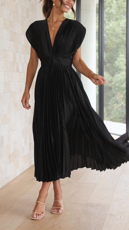 Astrid | Women’s Classic Pleated Maxi Dress in Blush Pink