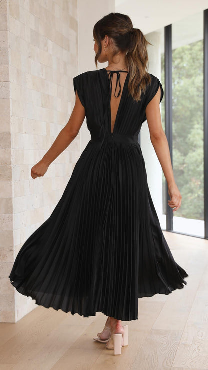 Astrid | Women’s Classic Pleated Maxi Dress in Blush Pink