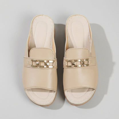 Alessia | Blush Suede Women's Orthopedic Slip-On Buckle Detail Sandals