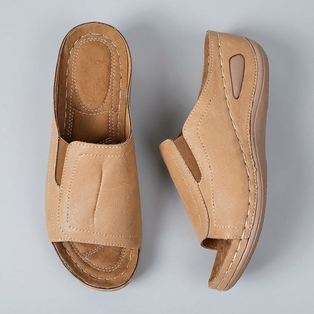 Calista | Tan Leather Women's Orthopedic Ergonomic Slip-On Support Sandals