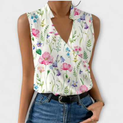 Elegant White Asymmetrical Sophisticated V-Neck Top