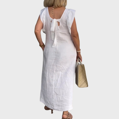 Adriana | Women's Elegant Linen Sleeveless Pocket Maxi Dress
