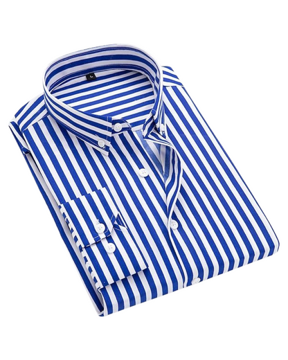 Beckett | Royal Blue Striped Summer Cotton Shirt