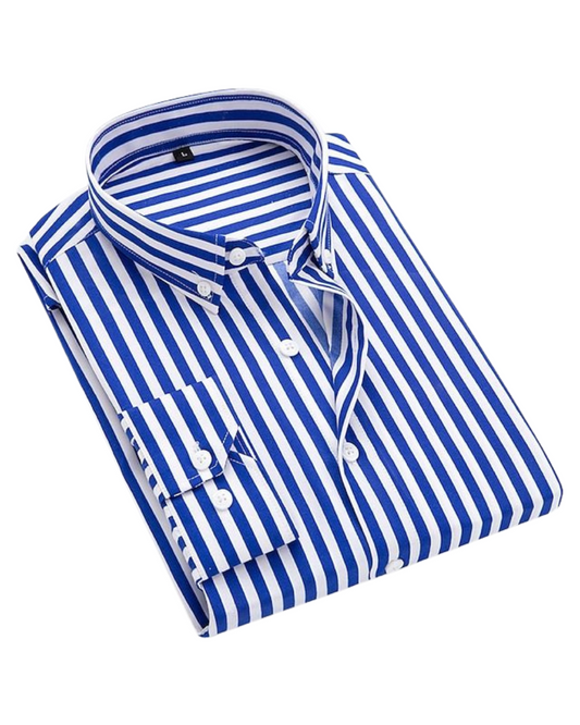 Beckett | Royal Blue Striped Summer Cotton Shirt