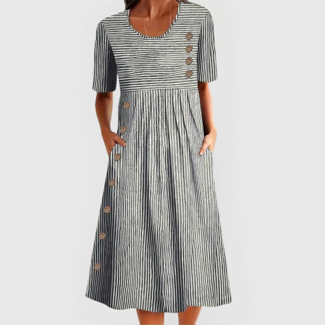 Astrid | Blue White Striped Midi Dress