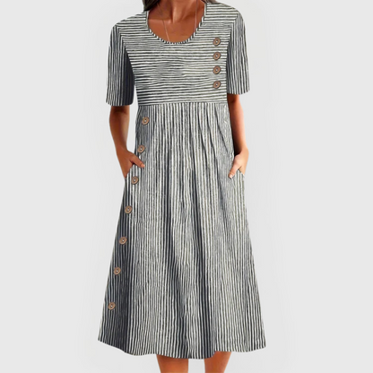 Astrid | Blue White Striped Midi Dress