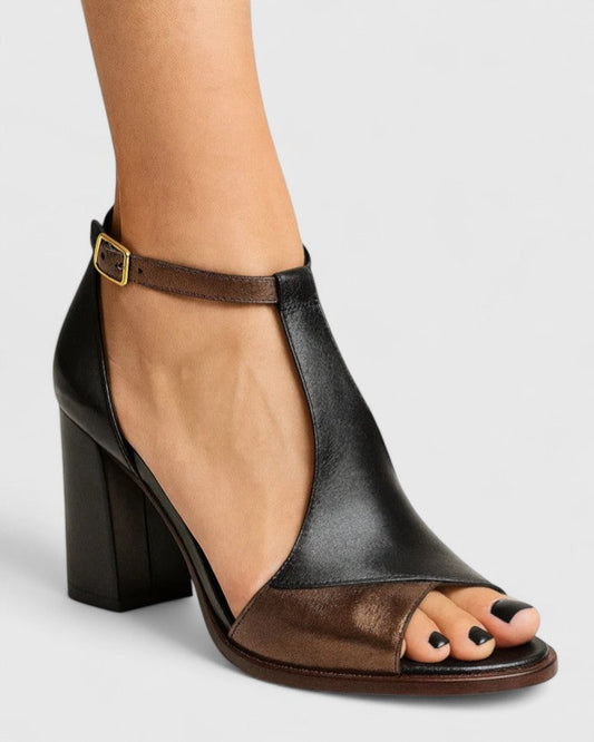 Calantha | Luxe Black & Brown Modern Heels