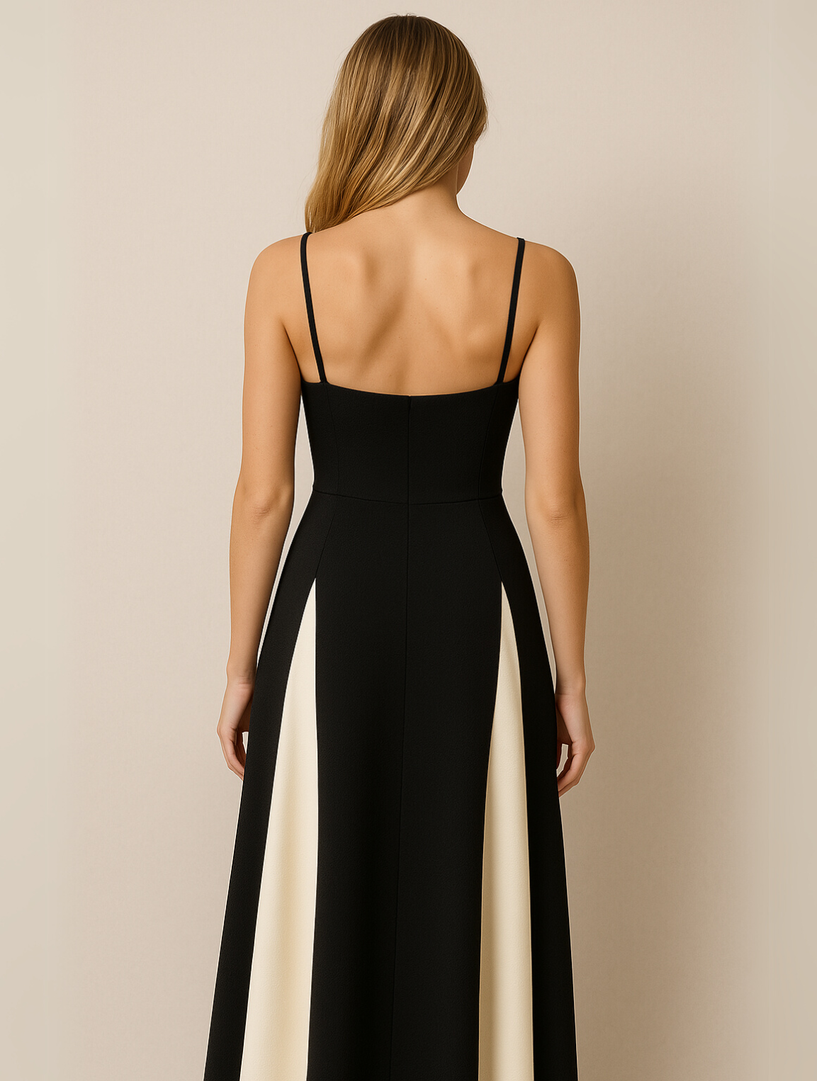 Aurora | Black & White Contrast Women Wedding Guest Elegant Formal Maxi Dress