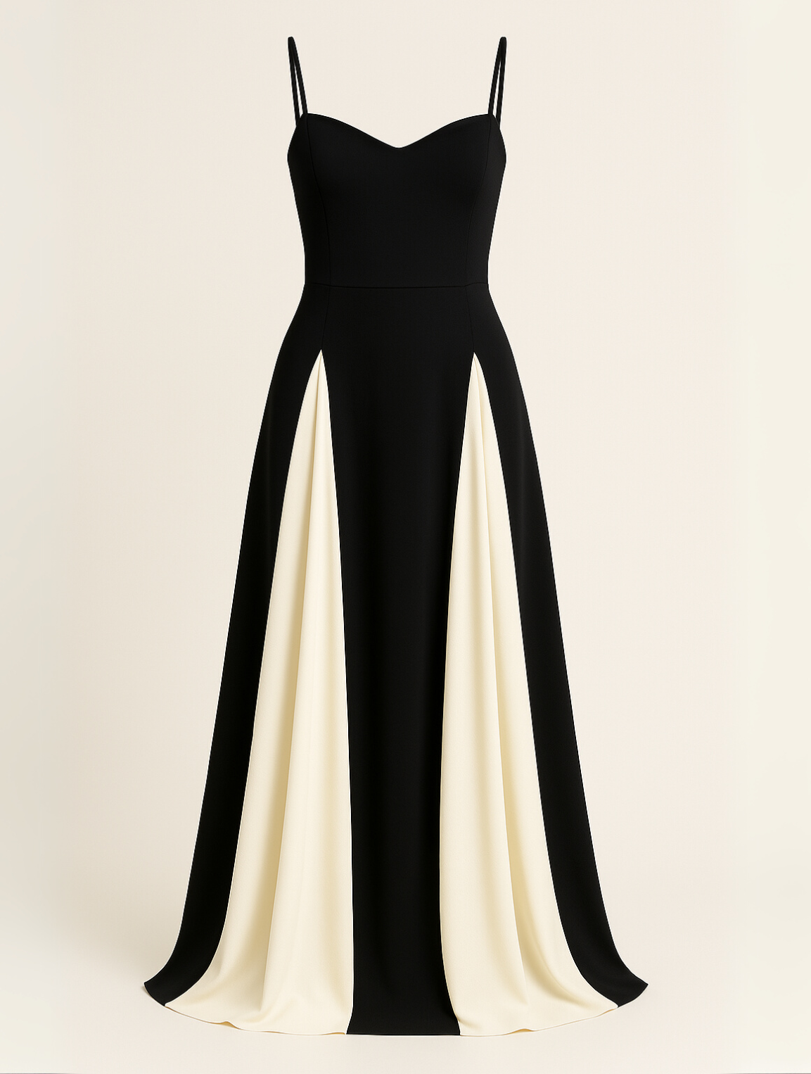 Aurora | Black & White Contrast Women Wedding Guest Elegant Formal Maxi Dress