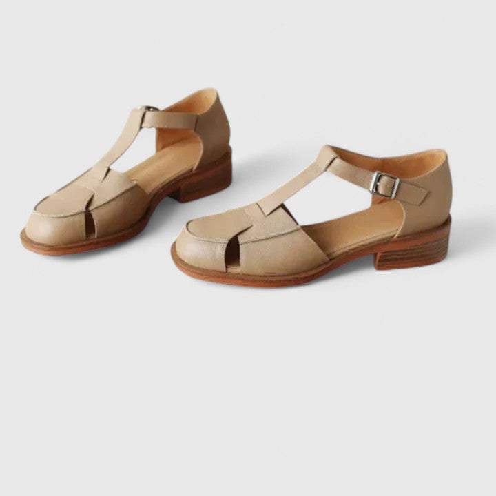 Calista | Beige Elegant Mary Jane Sandals