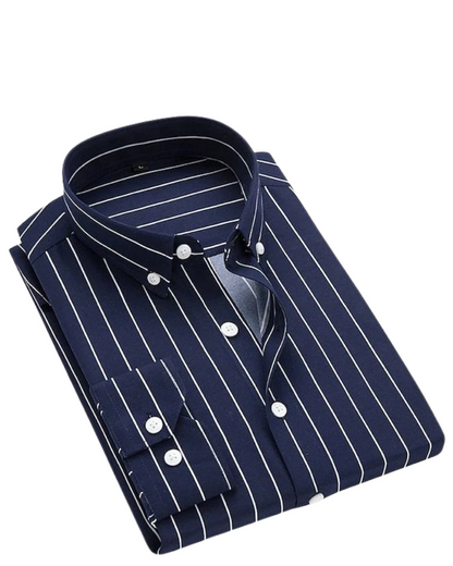 Beckett | Royal Blue & White Striped Summer Cotton Shirt