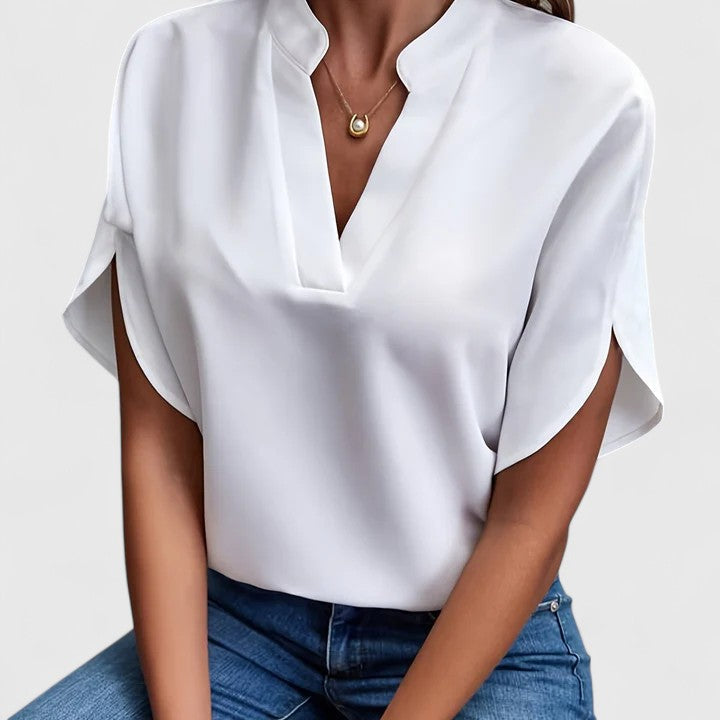 Calista | White Silk Elegant Blouse