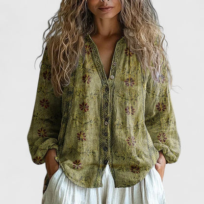 Alethea | Elegant Purple Linen Blouse