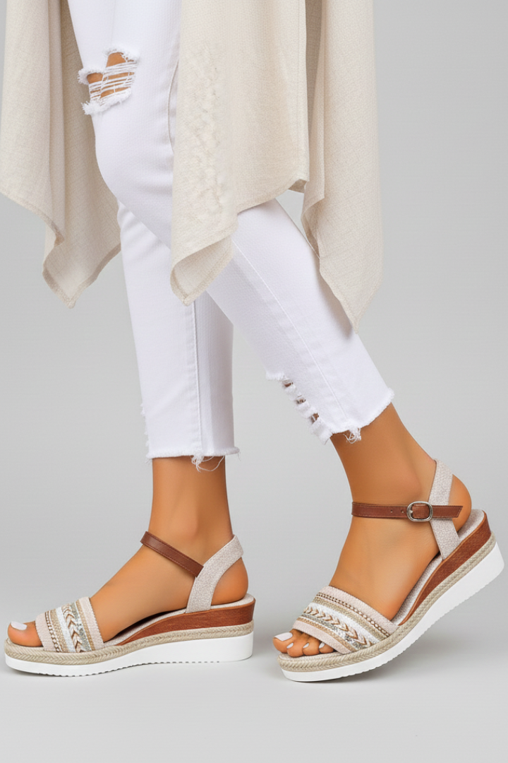 Adriana | Women’s Elegant Strappy Evening Sandals in Beige Suede