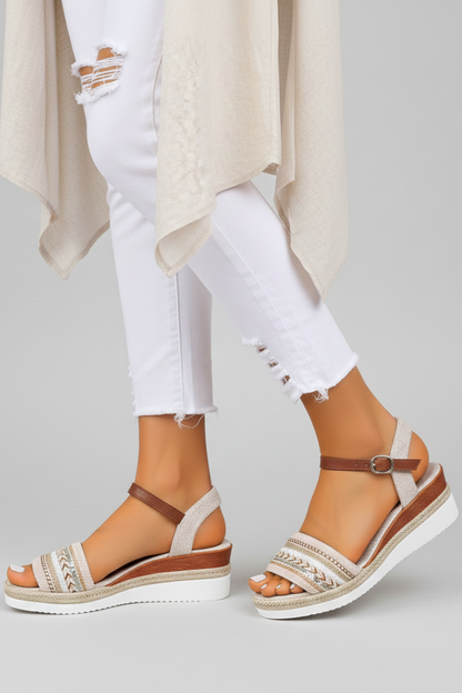 Adriana | Women’s Elegant Strappy Evening Sandals in Beige Suede