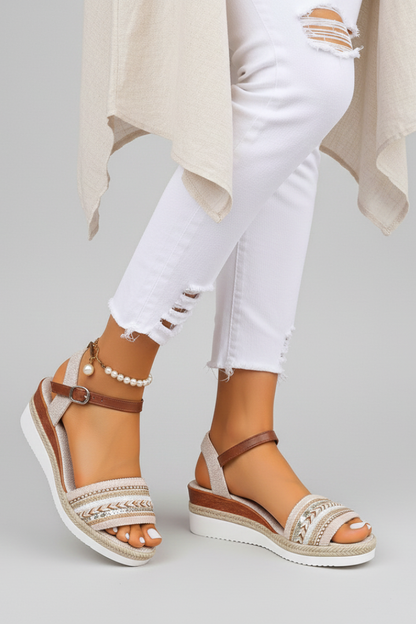 Adriana | Women’s Elegant Strappy Evening Sandals in Beige Suede
