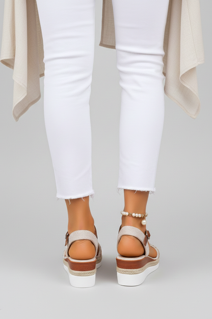 Adriana | Women’s Elegant Strappy Evening Sandals in Beige Suede