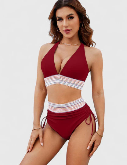 Calista | Women’s High-Waisted Pink Bikini Swimsuit Set