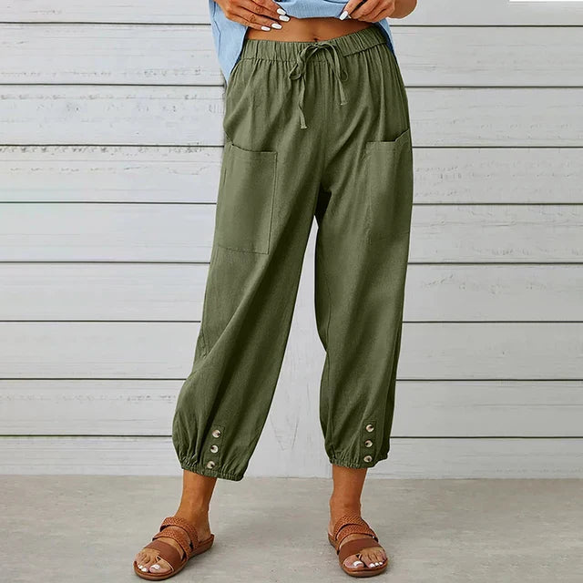 Astrid | Women’s Relaxed Fit High Waist Black Linen Pants