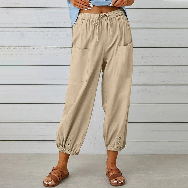 Astrid | Women’s Relaxed Fit High Waist Black Linen Pants