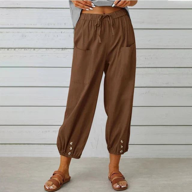 Astrid | Women’s Relaxed Fit High Waist Black Linen Pants