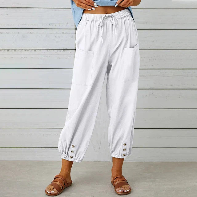 Astrid | Women’s Relaxed Fit High Waist Black Linen Pants