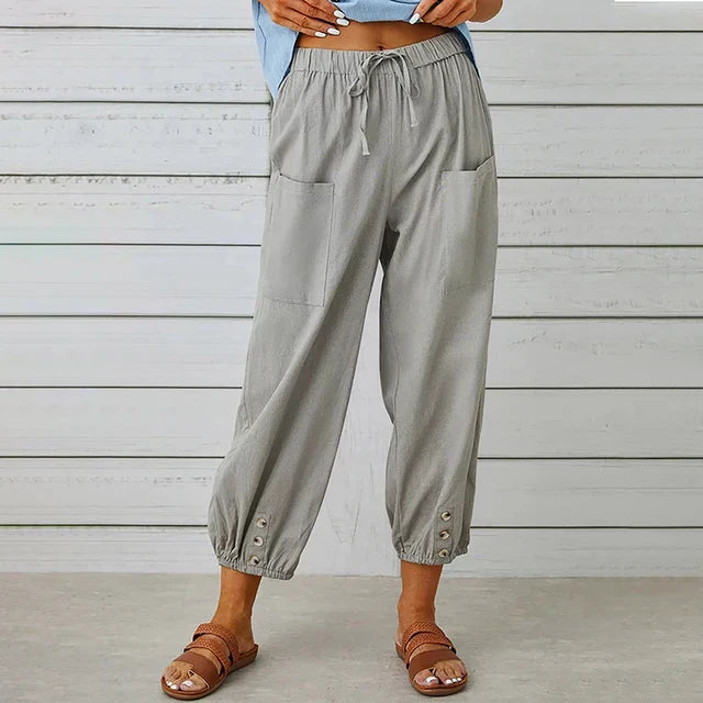 Astrid | Women’s Relaxed Fit High Waist Black Linen Pants