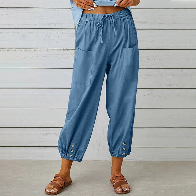 Astrid | Women’s Relaxed Fit High Waist Black Linen Pants