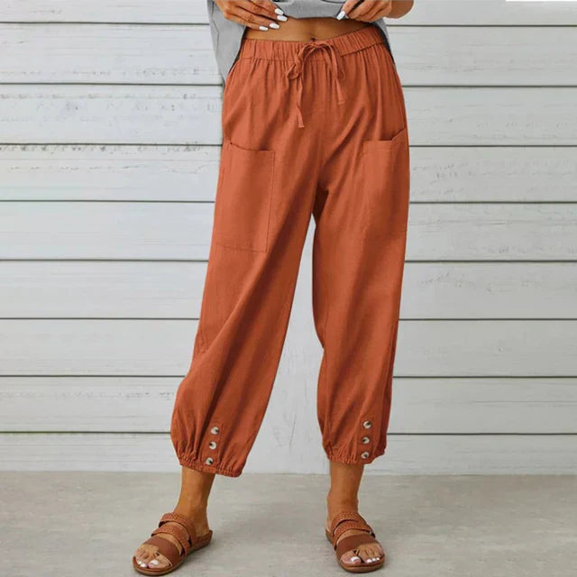 Astrid | Women’s Relaxed Fit High Waist Black Linen Pants