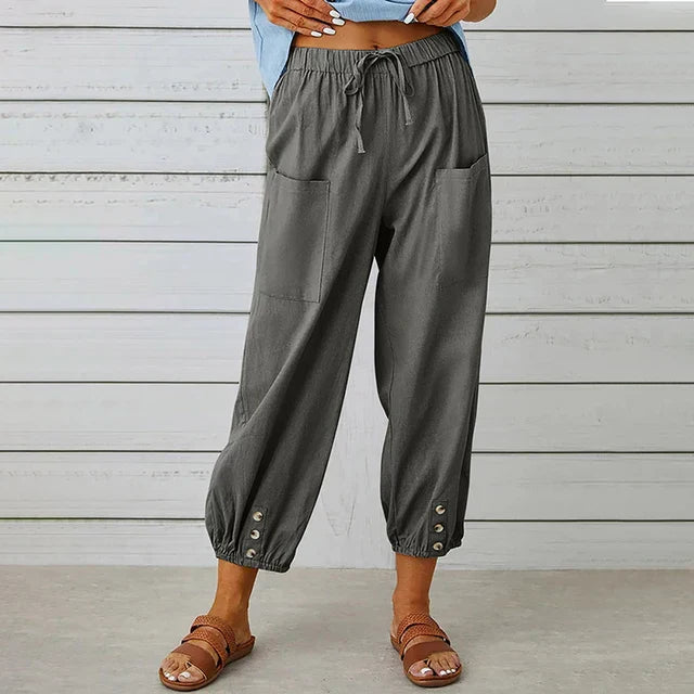 Astrid | Women’s Relaxed Fit High Waist Black Linen Pants