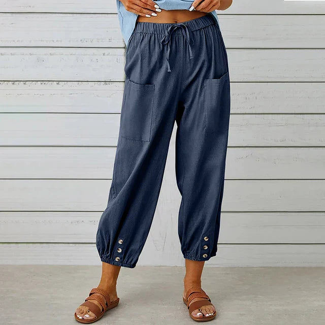 Astrid | Women’s Relaxed Fit High Waist Black Linen Pants