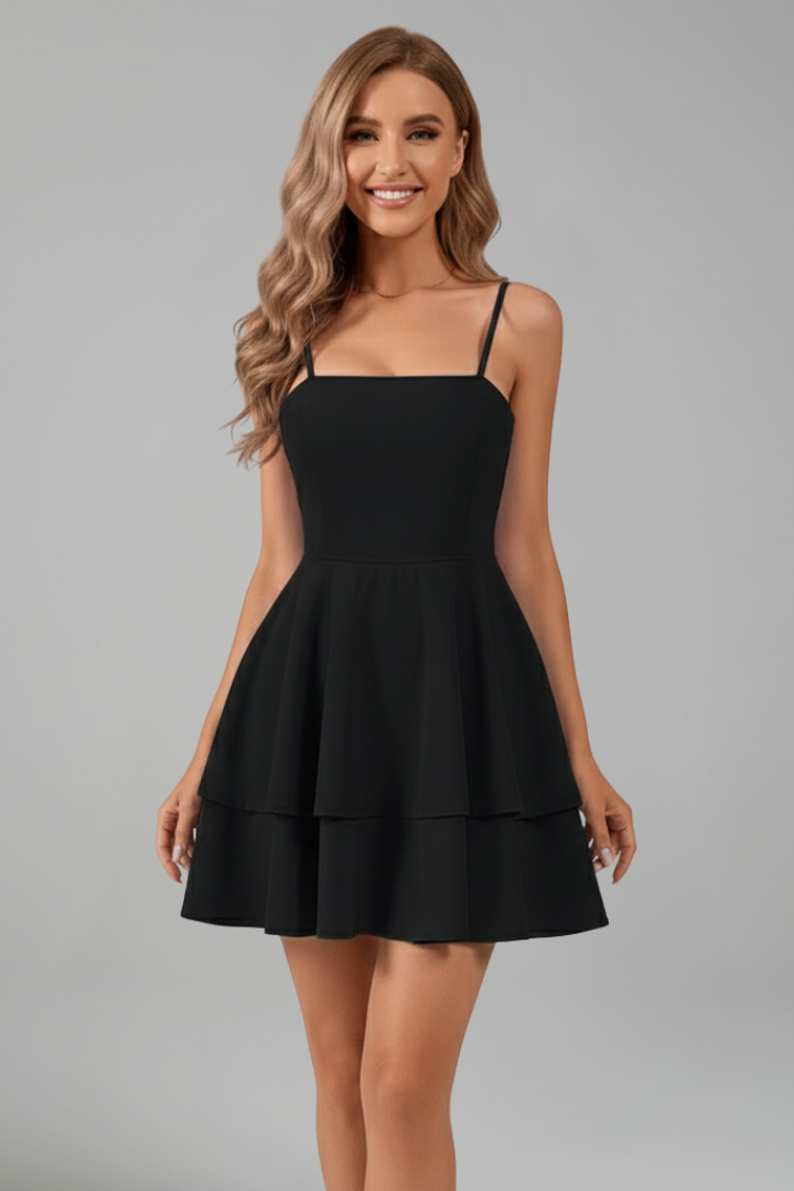 Alethea | Women’s Spaghetti Strap Flared Skirt Mini Dress in Sage Green