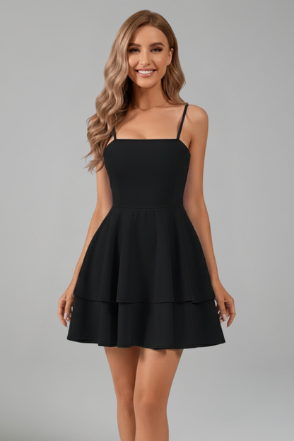 Alethea | Women’s Spaghetti Strap Flared Skirt Mini Dress in Sage Green