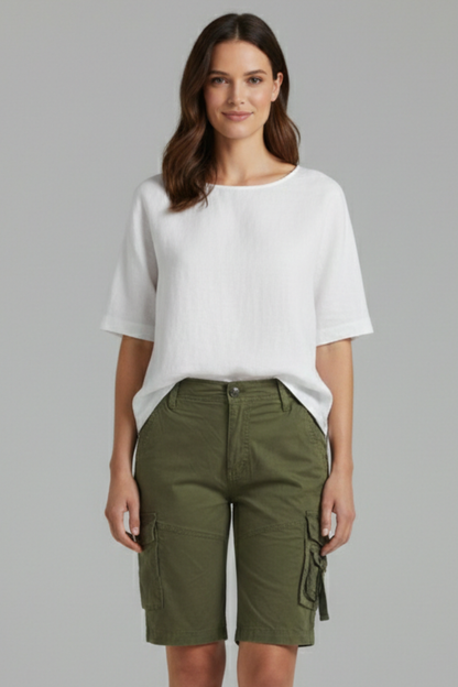 Alethea | Olive Green Women's Utility Pocket Cargo Shorts