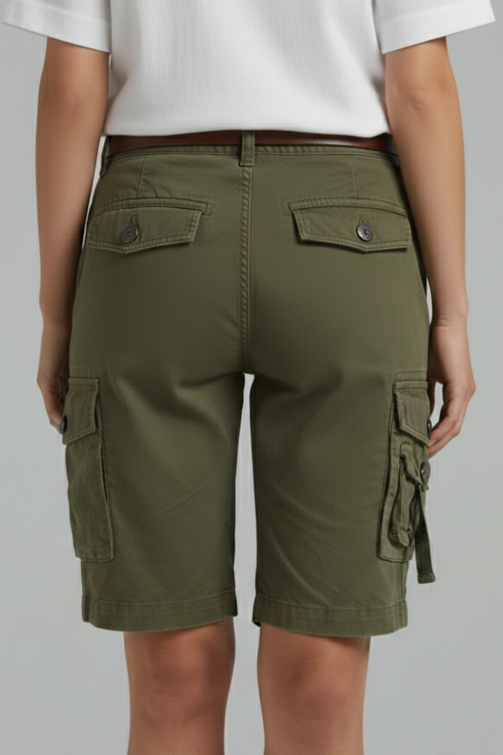 Alethea | Olive Green Women's Utility Pocket Cargo Shorts
