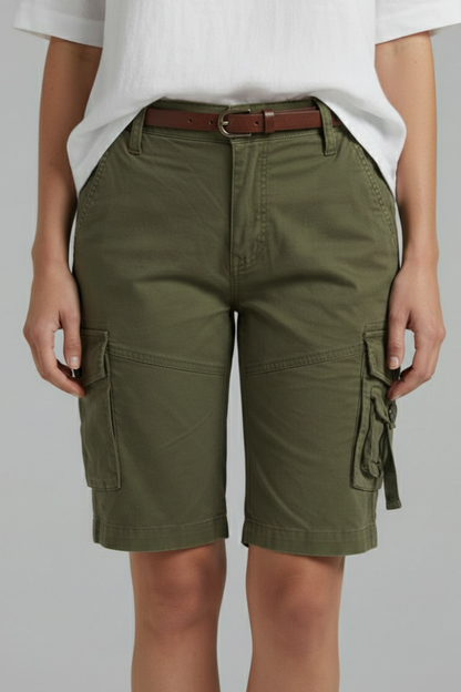 Alethea | Olive Green Women's Utility Pocket Cargo Shorts
