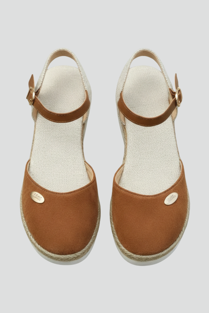 Astrid | Women’s Closed-Toe Espadrille Sandals with Slingback Strap - Tan Suede