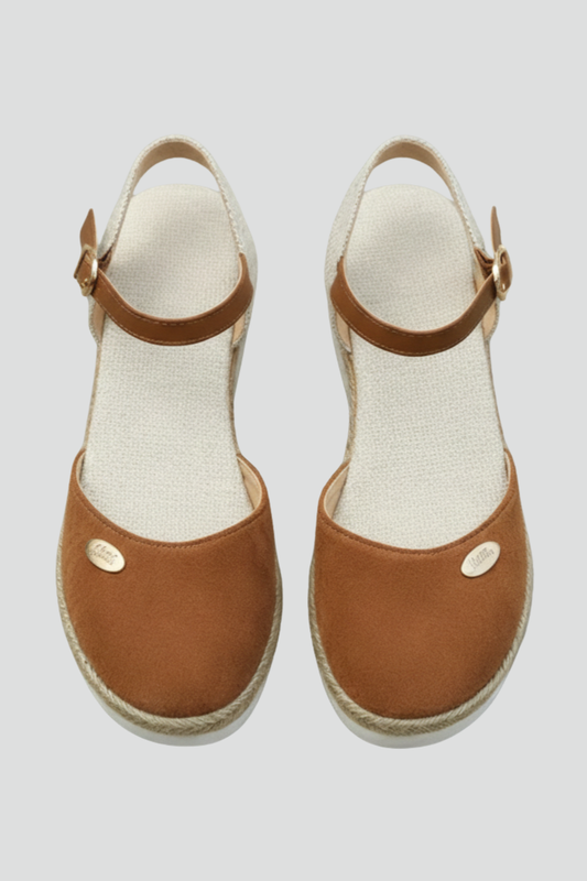 Astrid | Women’s Closed-Toe Espadrille Sandals with Slingback Strap - Tan Suede