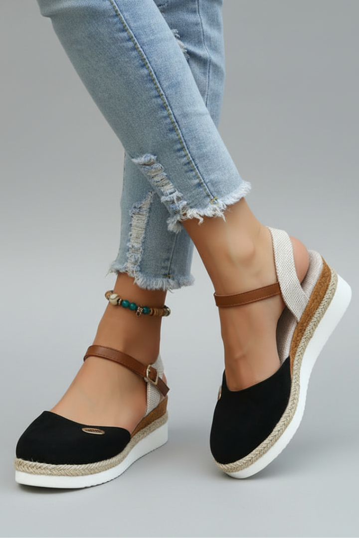 Astrid | Women’s Closed-Toe Espadrille Sandals with Slingback Strap - Tan Suede