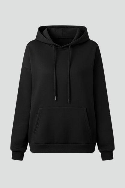 Astrid | Women’s Hoodie in Black with Drawstring Hood and Front Kangaroo Pocket