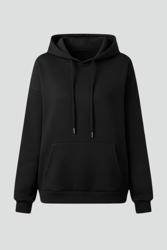 Astrid | Women’s Hoodie in Black with Drawstring Hood and Front Kangaroo Pocket