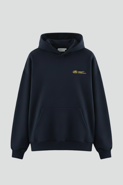 Astrid | Women's Navy Hoodie with Gold Front Print and Pullover Design