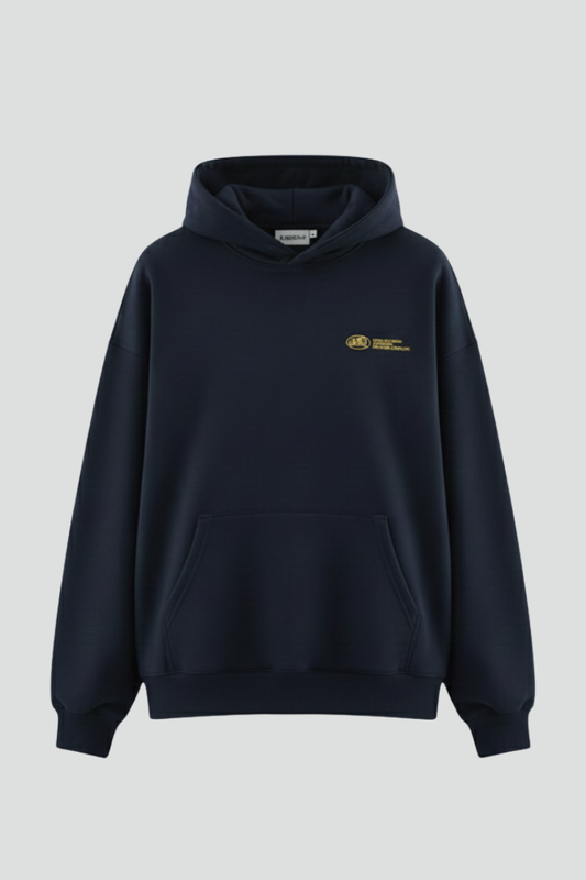 Astrid | Women's Navy Hoodie with Gold Front Print and Pullover Design